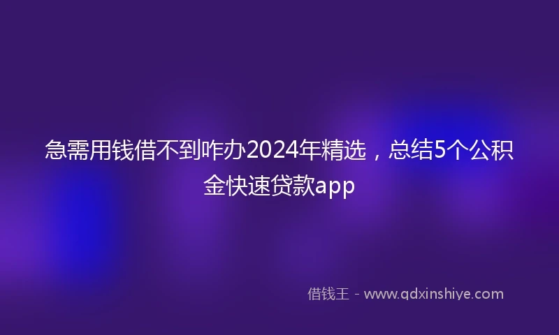 急需用钱借不到咋办2024年精选，总结5个公积金快速贷款app