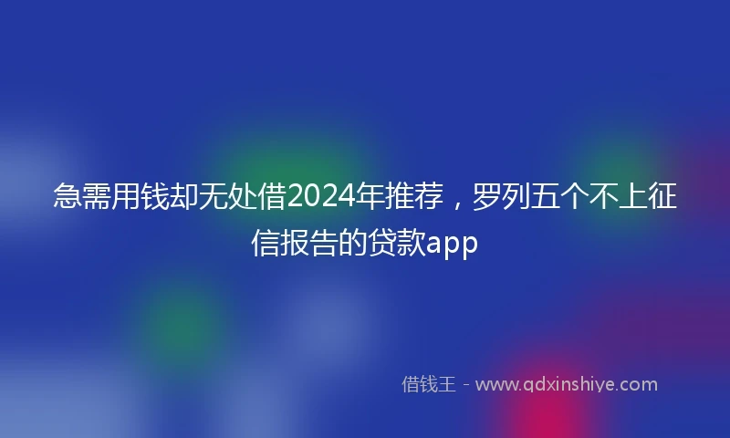 急需用钱却无处借2024年推荐，罗列五个不上征信报告的贷款app