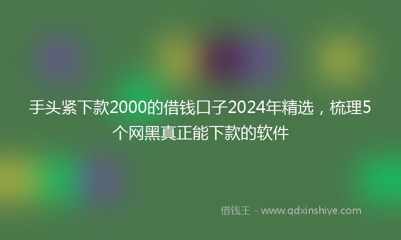 手头紧下款2000的借钱口子2024年精选，梳理5个网黑真正能下款的软件