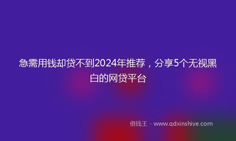 急需用钱却贷不到2024年推荐，分享5个无视黑白的网贷平台