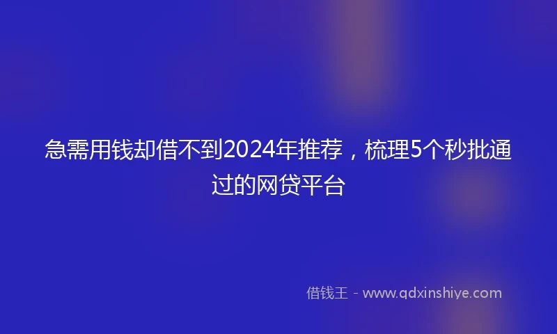 急需用钱却借不到2024年推荐，梳理5个秒批通过的网贷平台