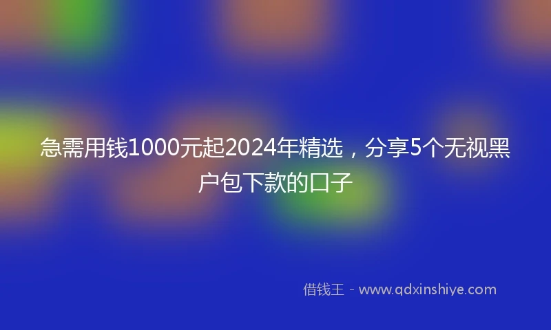 急需用钱1000元起2024年精选，分享5个无视黑户包下款的口子