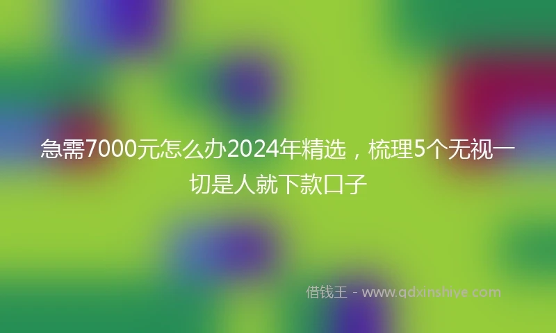 急需7000元怎么办2024年精选，梳理5个无视一切是人就下款口子