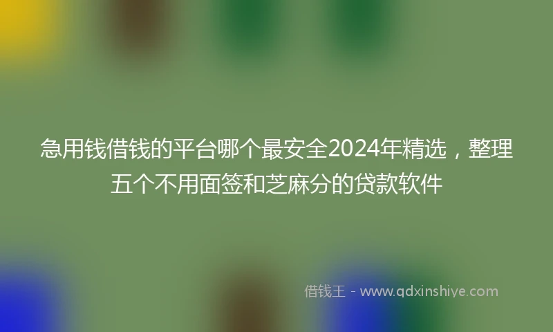 急用钱借钱的平台哪个最安全2024年精选，整理五个不用面签和芝麻分的贷款软件