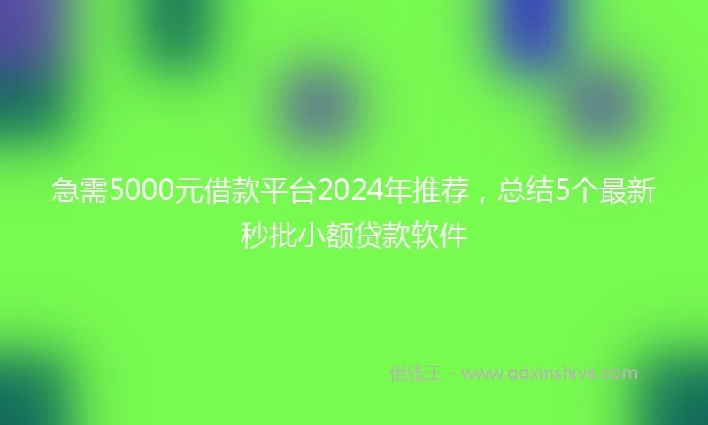 急需5000元借款平台2024年推荐，总结5个最新秒批小额贷款软件