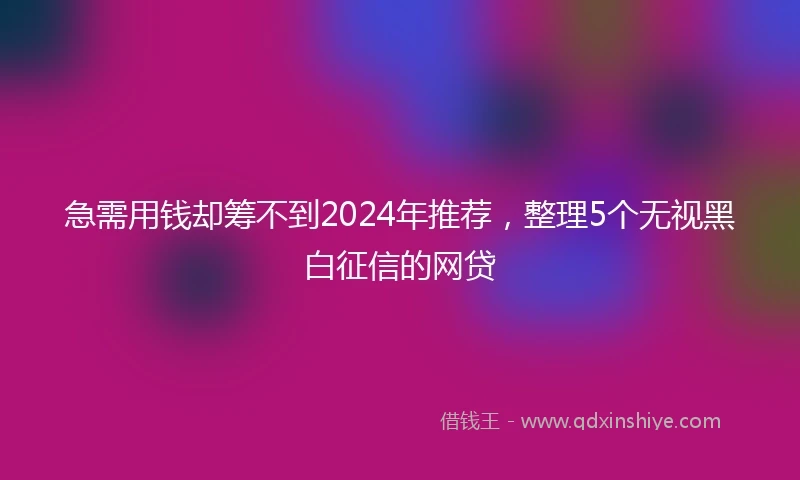 急需用钱却筹不到2024年推荐，整理5个无视黑白征信的网贷