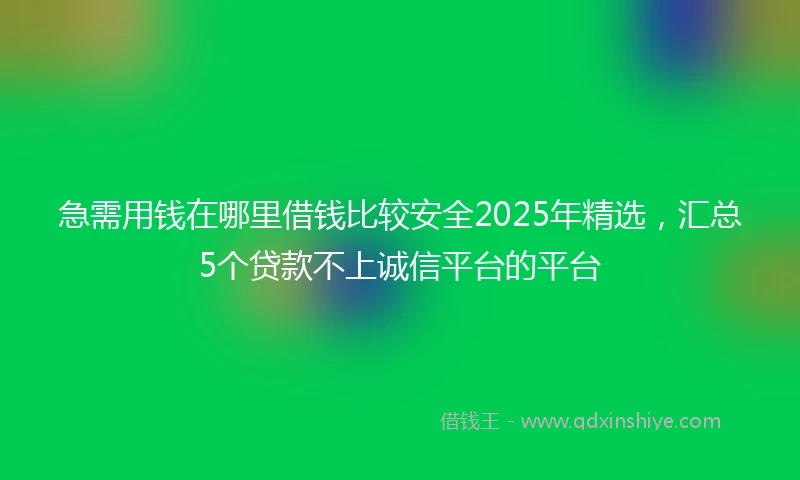 急需用钱在哪里借钱比较安全2025年精选，汇总5个贷款不上诚信平台的平台