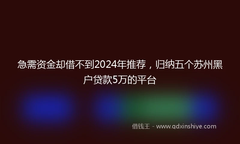 急需资金却借不到2024年推荐，归纳五个苏州黑户贷款5万的平台