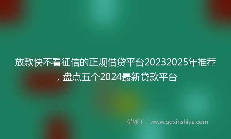 放款快不看征信的正规借贷平台20232025年推荐，盘点五个2024最新贷款平台