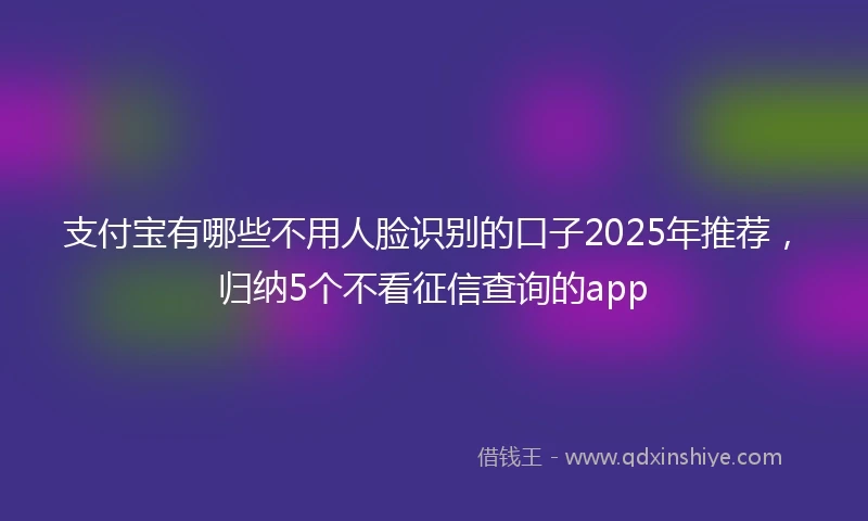 支付宝有哪些不用人脸识别的口子2025年推荐，归纳5个不看征信查询的app