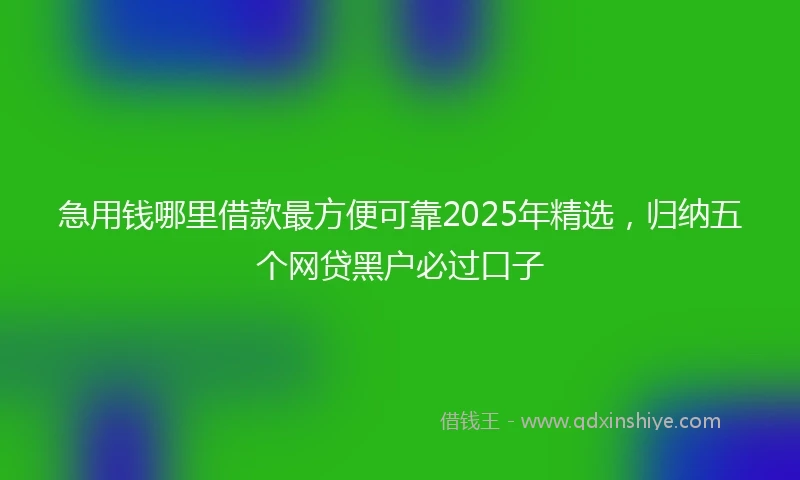急用钱哪里借款最方便可靠2025年精选，归纳五个网贷黑户必过口子
