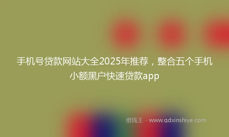 手机号贷款网站大全2025年推荐，整合五个手机小额黑户快速贷款app