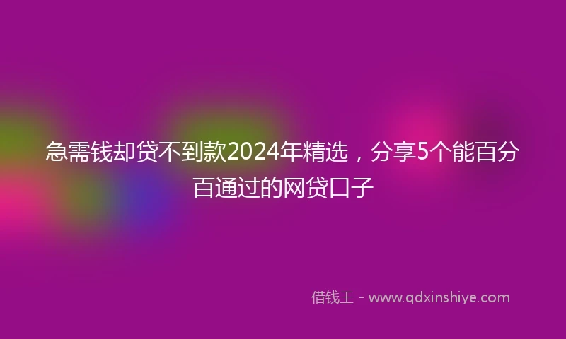 急需钱却贷不到款2024年精选，分享5个能百分百通过的网贷口子