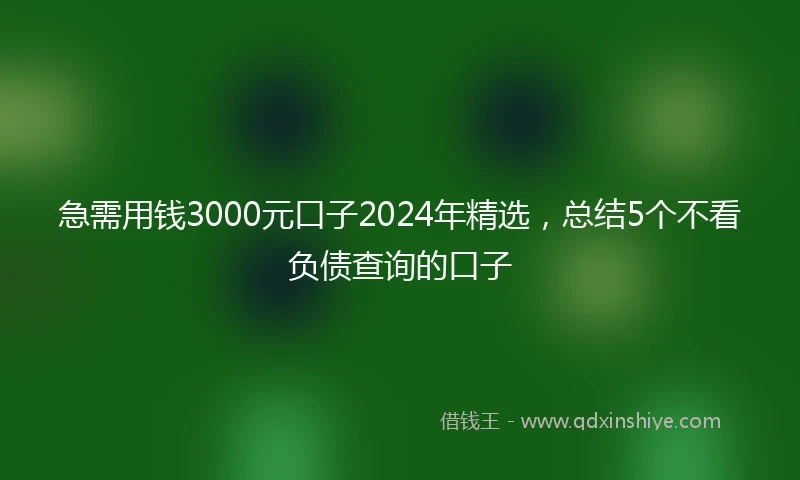 急需用钱3000元口子2024年精选，总结5个不看负债查询的口子