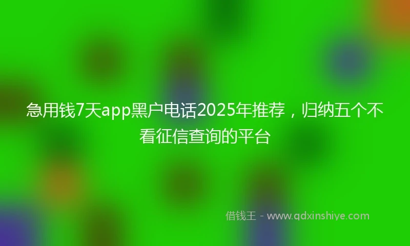 急用钱7天app黑户电话2025年推荐，归纳五个不看征信查询的平台