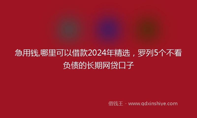 急用钱,哪里可以借款2024年精选，罗列5个不看负债的长期网贷口子