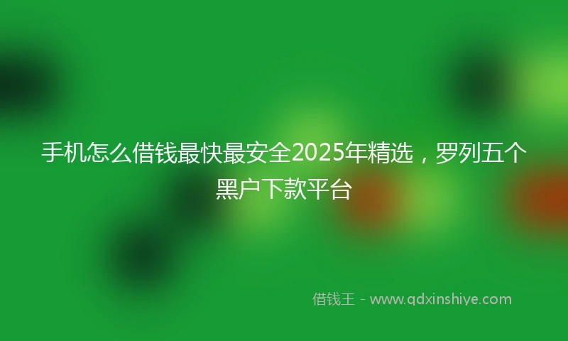手机怎么借钱最快最安全2025年精选，罗列五个黑户下款平台