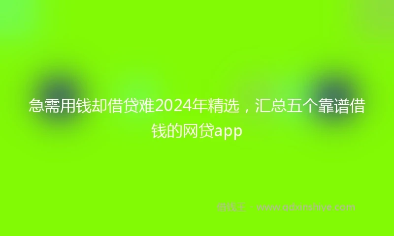 急需用钱却借贷难2024年精选，汇总五个靠谱借钱的网贷app