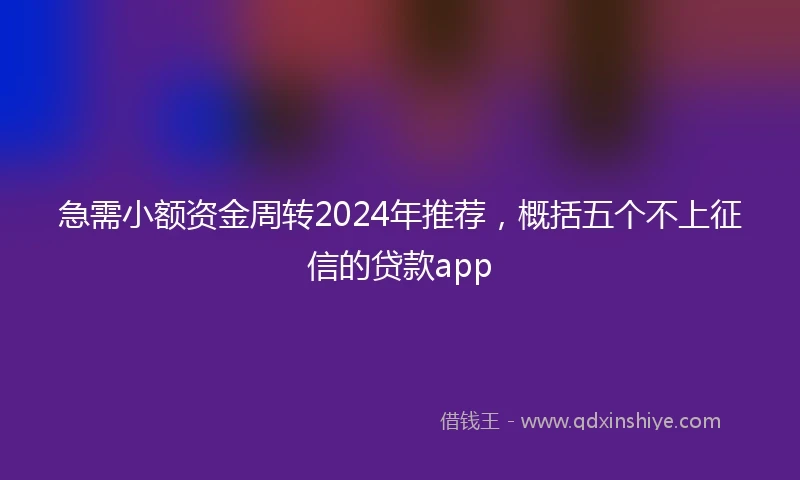 急需小额资金周转2024年推荐，概括五个不上征信的贷款app