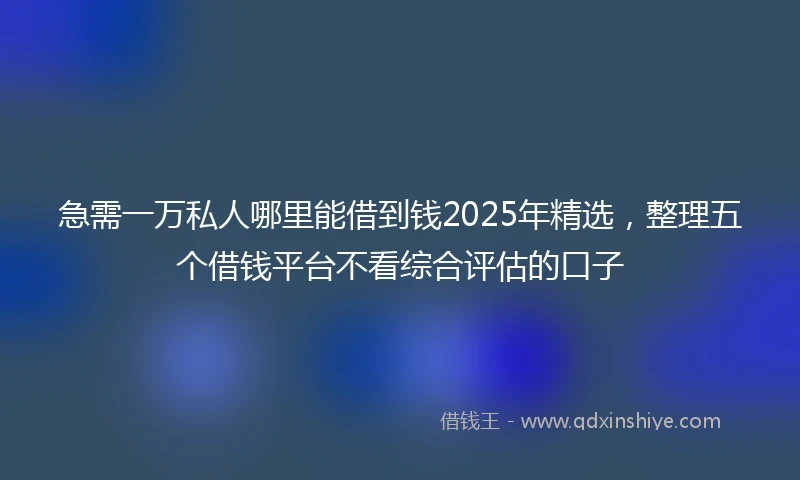 急需一万私人哪里能借到钱2025年精选，整理五个借钱平台不看综合评估的口子