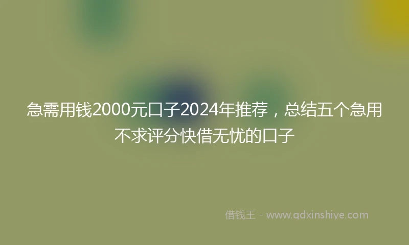 急需用钱2000元口子2024年推荐，总结五个急用不求评分快借无忧的口子