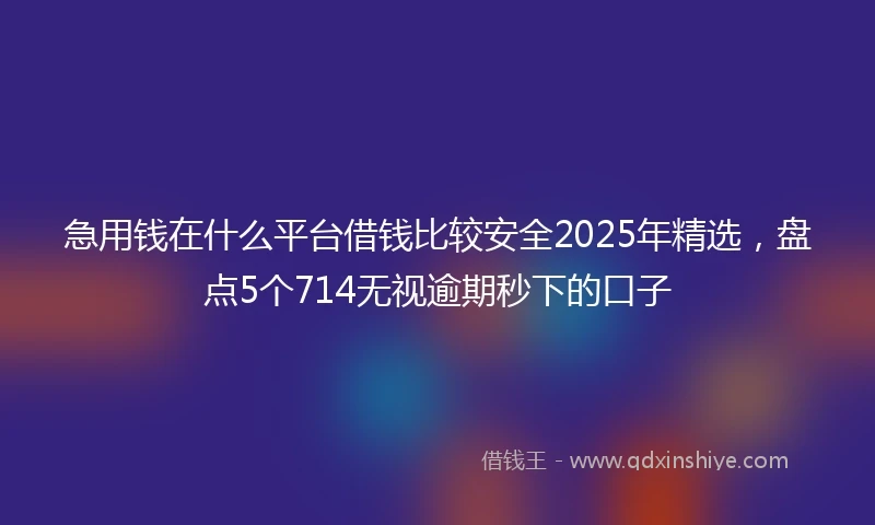 急用钱在什么平台借钱比较安全2025年精选，盘点5个714无视逾期秒下的口子