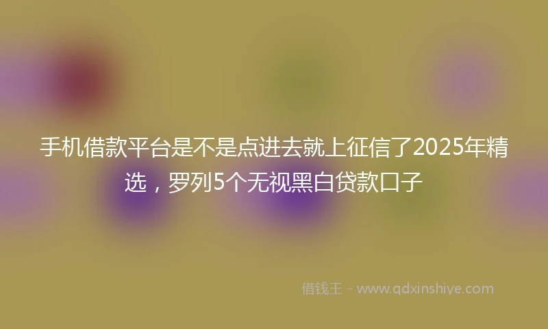 手机借款平台是不是点进去就上征信了2025年精选，罗列5个无视黑白贷款口子