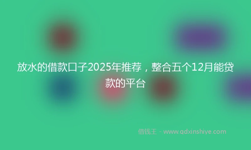 放水的借款口子2025年推荐，整合五个12月能贷款的平台