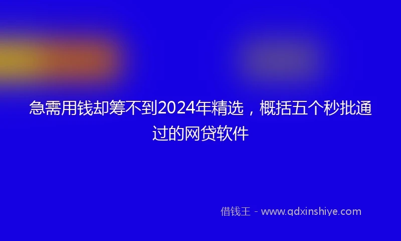 急需用钱却筹不到2024年精选，概括五个秒批通过的网贷软件