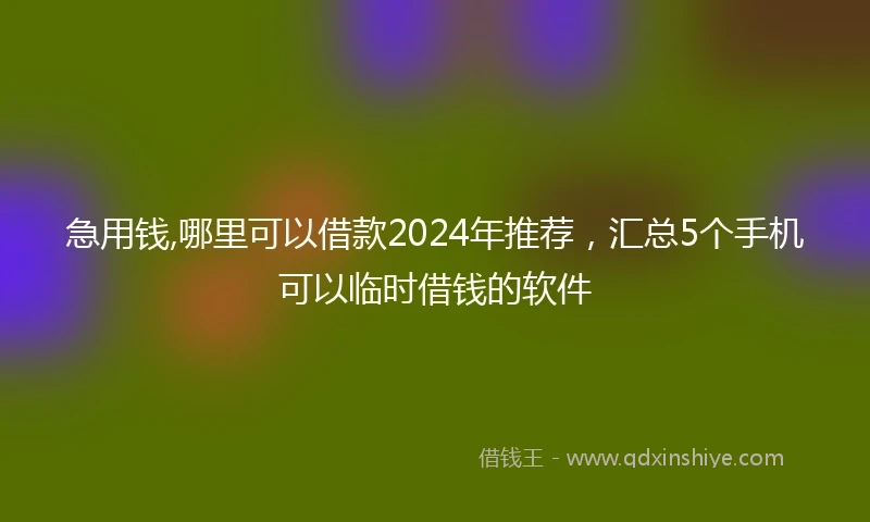 急用钱,哪里可以借款2024年推荐，汇总5个手机可以临时借钱的软件