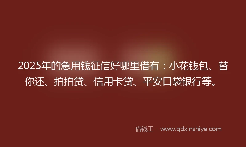 2025年的急用钱征信好哪里借有：小花钱包、替你还、拍拍贷、信用卡贷、平安口袋银行等。