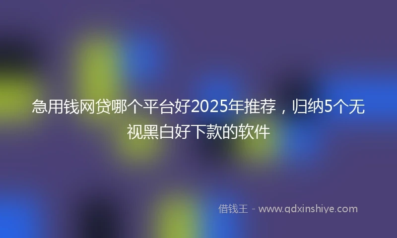 急用钱网贷哪个平台好2025年推荐，归纳5个无视黑白好下款的软件