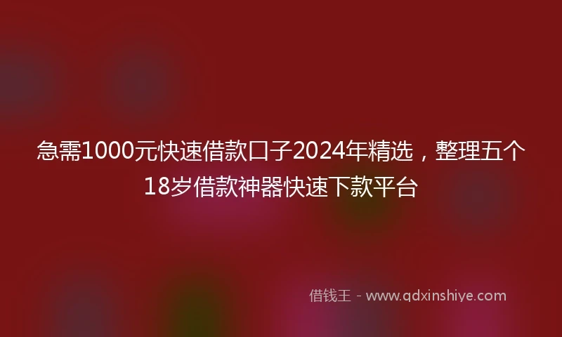 急需1000元快速借款口子2024年精选，整理五个18岁借款神器快速下款平台