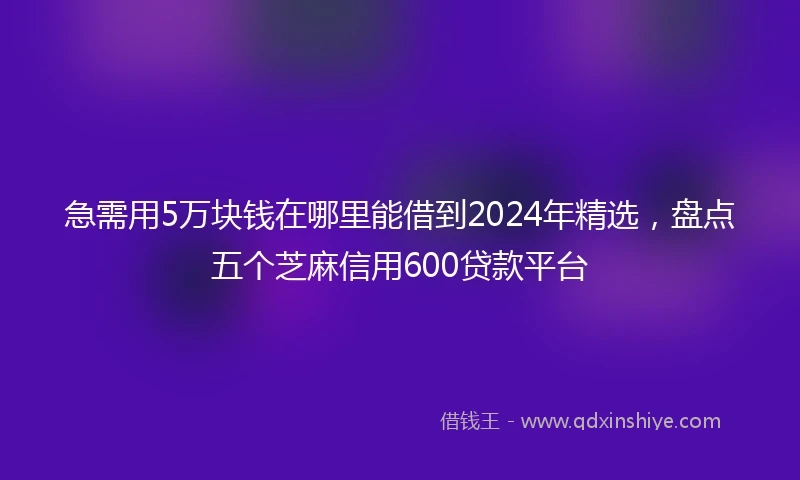 急需用5万块钱在哪里能借到2024年精选，盘点五个芝麻信用600贷款平台