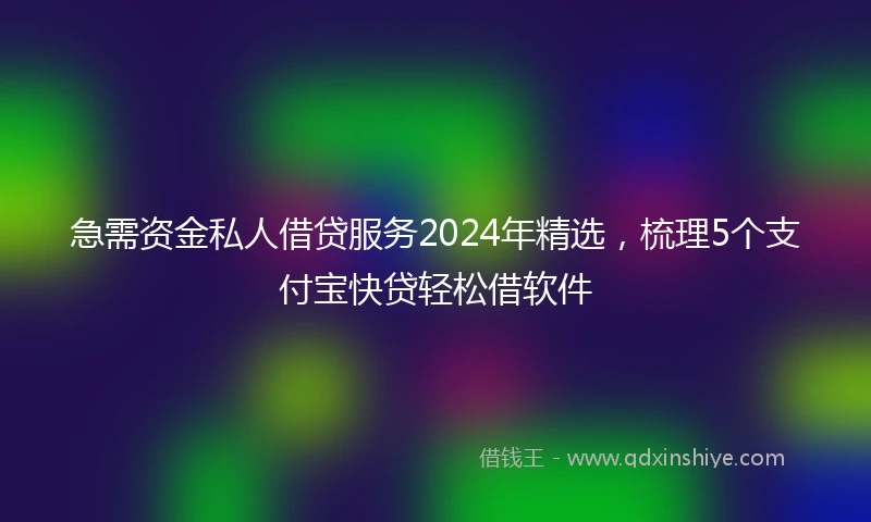急需资金私人借贷服务2024年精选，梳理5个支付宝快贷轻松借软件