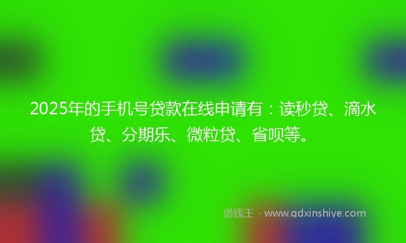 2025年的手机号贷款在线申请有：读秒贷、滴水贷、分期乐、微粒贷、省呗等。