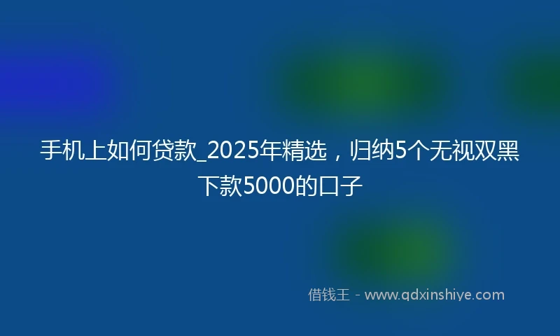 手机上如何贷款_2025年精选，归纳5个无视双黑下款5000的口子