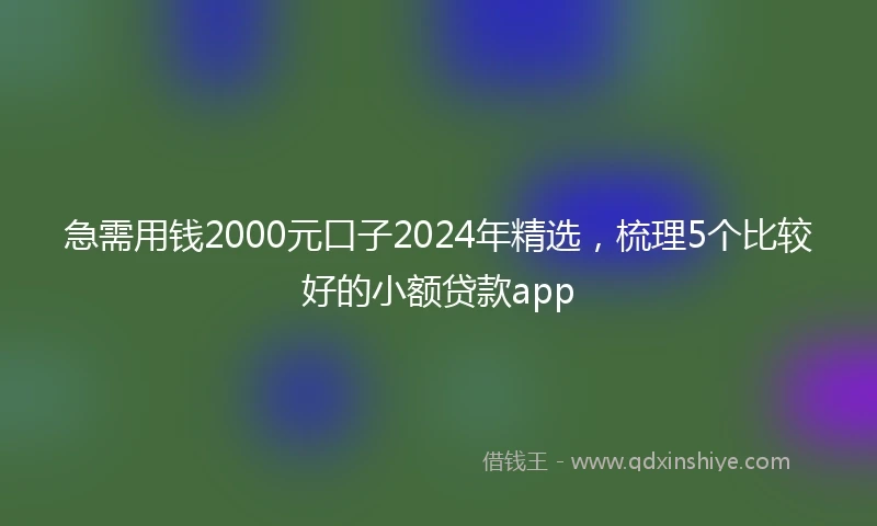 急需用钱2000元口子2024年精选，梳理5个比较好的小额贷款app