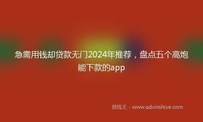 急需用钱却贷款无门2024年推荐，盘点五个高炮能下款的app