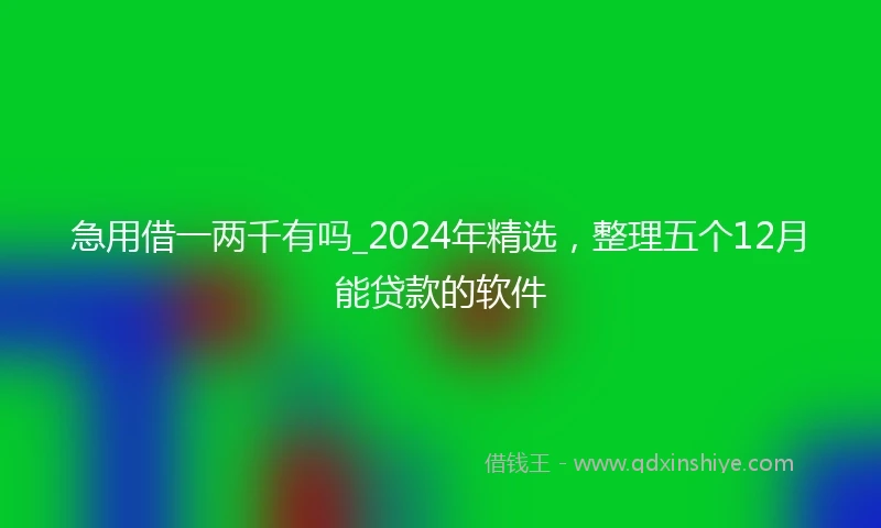 急用借一两千有吗_2024年精选，整理五个12月能贷款的软件