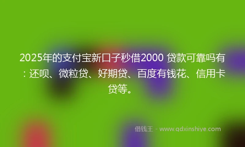 2025年的支付宝新口子秒借2000 贷款可靠吗有：还呗、微粒贷、好期贷、百度有钱花、信用卡贷等。