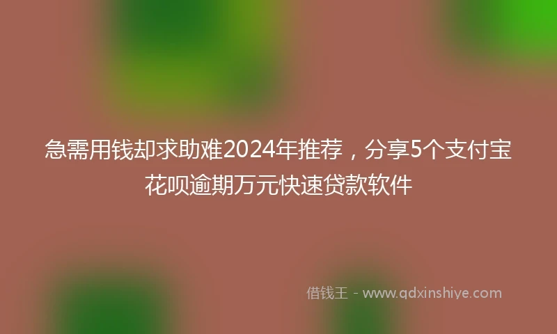 急需用钱却求助难2024年推荐，分享5个支付宝花呗逾期万元快速贷款软件