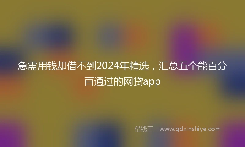 急需用钱却借不到2024年精选，汇总五个能百分百通过的网贷app