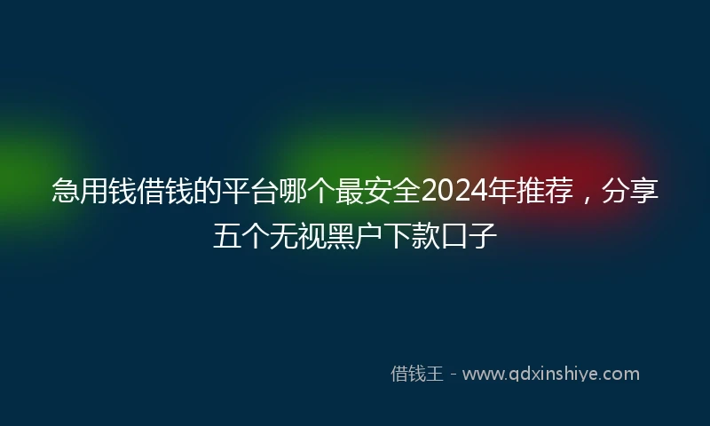急用钱借钱的平台哪个最安全2024年推荐，分享五个无视黑户下款口子