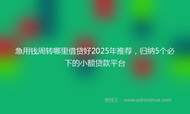 急用钱周转哪里借贷好2025年推荐，归纳5个必下的小额贷款平台