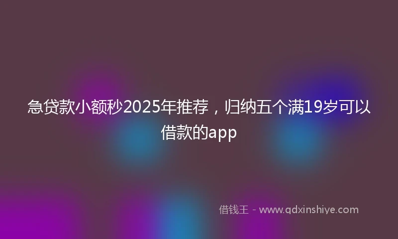 急贷款小额秒2025年推荐，归纳五个满19岁可以借款的app
