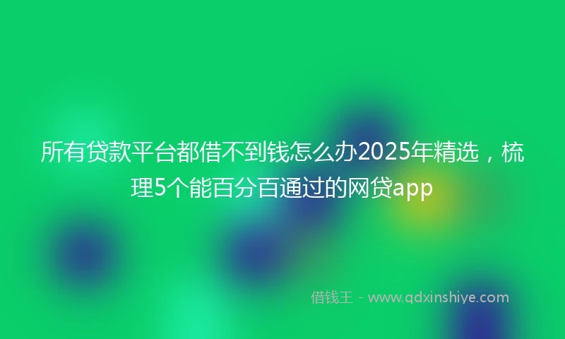 所有贷款平台都借不到钱怎么办2025年精选，梳理5个能百分百通过的网贷app
