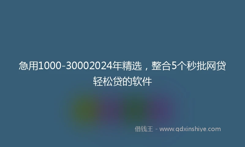 急用1000-30002024年精选，整合5个秒批网贷轻松贷的软件