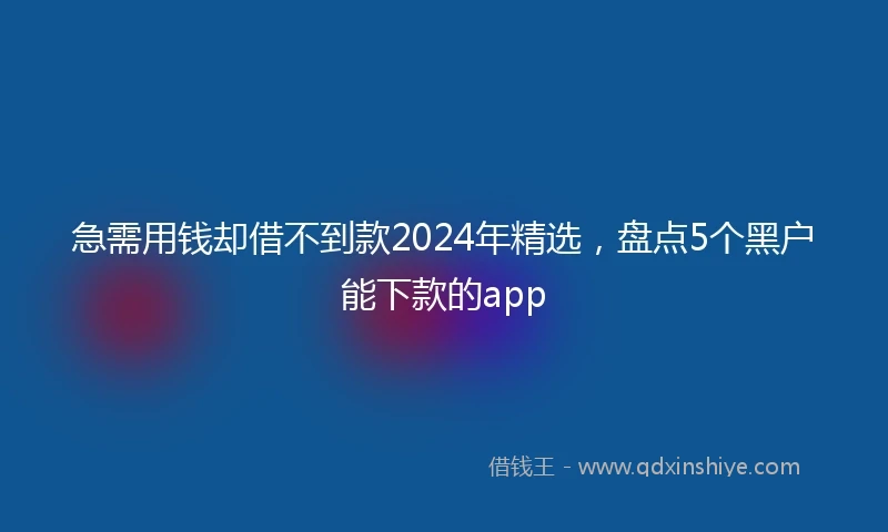急需用钱却借不到款2024年精选，盘点5个黑户能下款的app