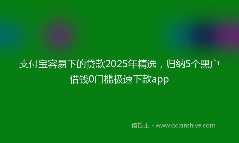 支付宝容易下的贷款2025年精选，归纳5个黑户借钱0门槛极速下款app